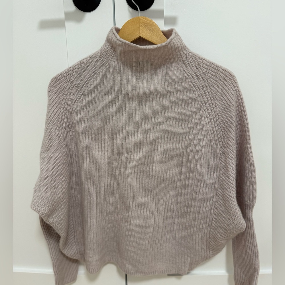 Pale pink cashmere mock neck sweater